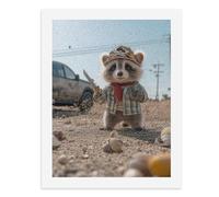 Paint by Numbers for Adults-A Raccoon Wearing A Pirate Hat and A Plaid Shirt, Holding A Toy Sword, Standing on A Gravelly Ground -for Home Wall Decor 12X16Inch