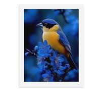 Paint by Numbers for Adults-A Small Bird with Blue and Yellow Feathers Perched on Blue Flowers -for Home Wall Decor 12X16Inch