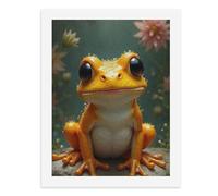 Paint by Numbers for Adults-A Small, Bright Orange Frog with Large Black Eyes Sitting on A Rock, Covered in Water Droplets -for Home Wall Decor 12X16Inch
