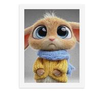Paint by Numbers for Adults-A Small, Fluffy Rabbit with Big Blue Eyes, Wearing A Yellow Knit Sweater and A Light Blue Scarf-for Home Wall Decor 12X16Inch