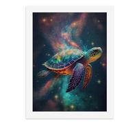 Paint by Numbers for Adults-A Turtle with A Galaxy-Patterned Shell Swimming in Space, Surrounded by Stars and Colorful Cosmic Dust -for Home Wall Decor 12X16Inch