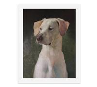 Paint by Numbers for Adults-A White Dog with Light Brown Ears, Looking to The Side, Against A Dark Background -for Home Wall Decor 12X16Inch