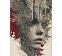 Paint by Numbers for Adults Abstract Face, Painting by Numbers for Adults Beginner, Easy DIY Oil Painting Kits on Canvas with Paint Brushes Acrylic Pigment Home Decor Art 20x30cm (Without Frame) A-91