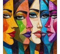 Paint by Numbers for Adults Abstract Paint by Numbers Woman Pattern Design, Acrylic Paintngs On Clear Symbols Colored Canvas, Easy DIY Acrylic Pigment Drawing Paintwork for Home Wall Decor, 40X40CM