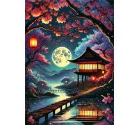 Paint by Numbers for Adults Ancient Architecture, Painting by Numbers Kits on Canvas, Easy DIY Moon Acrylic Pigment Drawing Paintwork for Home Wall Decor, 40x50cm with Frame