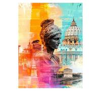 Paint by Numbers for Adults, Ancient Buildings Painting by Numbers Canvas for Children Wall Art Supplies 16 x 12Inch, Abstract Canvas Painting Adult Crafts for Room Decor Gifts for Women LSJ-6986