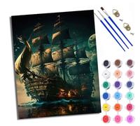 Paint by Numbers for Adults Ancient Sailboat Under The Moonlight Painting by Numbers for Adults DIY Canvas Kits Crafts Kits for Relax and De-Stress Gift Home Decoration with Frame