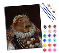 Paint by Numbers for Adults and Beginner Capybara in Formal Attire DIY Color Oil Painting Acrylic Paints Home Wall Decor 40x50cm/16x20in with Frame