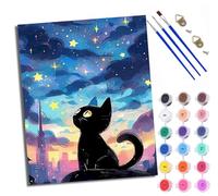 Paint by Numbers for Adults and Beginner Cat Looking up at The Stars DIY Color Oil Painting Acrylic Paints Home Wall Decor 40x50cm/16x20in with Frame