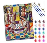 Paint by Numbers for Adults and Beginner Chess Player DIY Color Oil Painting Acrylic Paints Home Wall Decor 40x50cm/16x20in with Frame