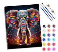 Paint by Numbers for Adults and Beginner Colorful Cartoon Elephant DIY Color Oil Painting Acrylic Paints Home Wall Decor 40x50cm/16x20in with Frame