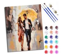 Paint by Numbers for Adults and Beginner Couple holding umbrella in the rain Painting by Number Kits On Canvas Without Frame DIY Color Oil Painting Acrylic Paints Home Wall Decor 40x50cm/16x20in