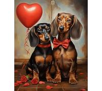 Paint by Numbers for Adults and Beginner,Cute Dachshund,Painting by Number Kits On Canvas,DIY Color Oil Painting Acrylic Paints,Home Wall Decor,16x20inch Without Frame