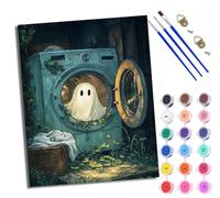 Paint by Numbers for Adults and Beginner Ghost in The Washing Machine DIY Color Oil Painting Acrylic Paints Home Wall Decor 40x50cm/16x20in with Frame