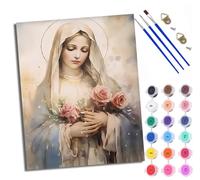 Paint by Numbers for Adults and Beginner Image of the Virgin Mary holding a rose Painting by Number Kits On Canvas Without Frame DIY Color Oil Painting Acrylic Paints Home Wall Decor 40x50cm/16x20in