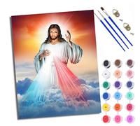 Paint by Numbers for Adults and Beginner Jesus, illuminated by the Holy Light Painting by Number Kits On Canvas Without Frame DIY Color Oil Painting Acrylic Paints Home Wall Decor 40x50cm/16x20in