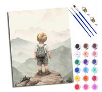 Paint by Numbers for Adults and Beginner Little boy looking at the mountain Painting by Number Kits On Canvas Without Frame DIY Color Oil Painting Acrylic Paints Home Wall Decor 40x50cm/16x20in