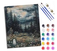 Paint by Numbers for Adults and Beginner Little Ghost in The Forest Flowers DIY Color Oil Painting Acrylic Paints Home Wall Decor 40x50cm/16x20in with Frame
