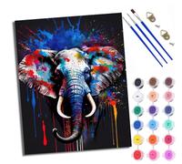 Paint by Numbers for Adults and Beginner Painting by Number Colorful Inkjet Elephant with Frame Oil Paintings on Canvas House Wall Decor 16x20in