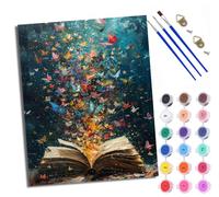 Paint by Numbers for Adults and Beginner Painting by Number Fantasy Butterfly Book with Frame Oil Paintings on Canvas House Wall Decor 16x20in