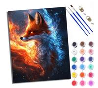 Paint by Numbers for Adults and Beginner Painting by Number Fire Fox with Frame Oil Paintings on Canvas House Wall Decor 16x20in
