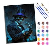 Paint by Numbers for Adults and Beginner Painting by Number Gentleman Skeleton Holding Wine Glass with Frame Oil Paintings on Canvas House Wall Decor 16x20in