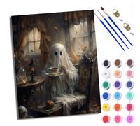 Paint by Numbers for Adults and Beginner Painting by Number Ghost Afternoon Tea Time with Frame Oil Paintings on Canvas House Wall Decor 16x20in