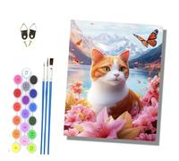 Paint by Numbers for Adults and Beginner Painting by Number Kits On Canvas Without Frame Color Oil Painting Acrylic Paints Wall Decor 40x50cm Orange cat watches butterflies amidst a sea of flowers