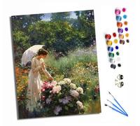 Paint by Numbers for Adults and Beginner Painting by Number Kits On Canvas Without Frame Color Oil Painting Acrylic Paints Home Wall Decor 40x50cm A beautiful woman holding an umbrella in the garden