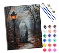 Paint by Numbers for Adults and Beginner Painting by Number The Ghost in White by The Streetlight with Frame Oil Paintings on Canvas House Wall Decor 16x20in