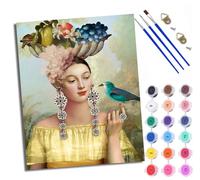 Paint by Numbers for Adults and Beginner Painting by Number Woman with a Fruit Basket on her Head Without Frame Oil Paintings on Canvas House Wall Decor 16x20in