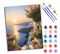 Paint by Numbers for Adults and Beginner Watch the sunset from the seaside terrace Painting by Number Kits On Canvas Without Frame DIY Color Oil Painting Acrylic Paints Home Wall Decor 40x50cm/16x20in