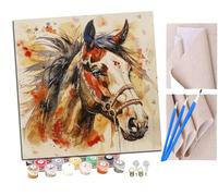 Paint by Numbers for Adults and Beginner Watercolor Splash Art Indian Horse (1) Kits On Canvas Without Frame DIY Color Oil Painting Acrylic Paints,Home Wall Decor 40X40CM