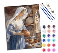 Paint by Numbers for Adults and Beginner Woman with a Headscarf Pouring Water Painting by Number Kits On Canvas Without Frame DIY Color Oil Painting Acrylic Paints Home Wall Decor 40x50cm/16x20in