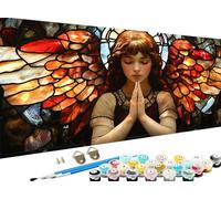 Paint by Numbers for Adults Angel, Adult Paint by Numbers Canvas Kits, Wing Painting by Number for Kids, DIY Adult Crafts Hand Painted Oil Painting Kit for Halloween Room Decor, 8 x 16Inch Z-208