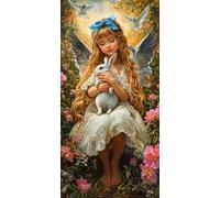 Paint by Numbers for Adults, Angel Girl Talk Painting by Number Kits On Canvas, Adults Beginners DIY Acrylic Oil Craft Art Painting Kits with Brushes for Home Wall Decor (28x56inch/70x140cm) w-798