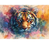 Paint by Numbers for Adults Animal Acrylic Adult Painting by Numbers Kits on Canvas, Tiger DIY Color Oil Painting Acrylic Paints, Hobbies for Adults Women Home Wall Decor 36x48inch/90x120 cm, X-8439