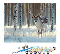 Paint by Numbers for Adults Animal,Deer Painting by Number Kits,DIY Canvas Oil Painting Kit Hobbies for Adults Women with 3 Brushes and Acrylic for Room Decor 16x20Inch/40 x 50 cm Without Frame L8-784