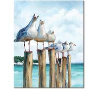 Paint by Numbers for Adults Animal Gull, Painting by Numbers for Adults Beginner, Easy Diy Oil Painting Kits on Canvas with Paint Brushes Acrylic for Home Decor or Bathroom Wall Art 16 X 20 Inch