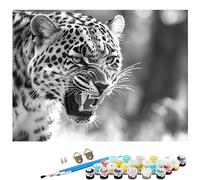 Paint by Numbers for Adults Animal,Leopard Painting by Number Kits,DIY Canvas Oil Painting Kit Hobbies for Adults Women with 3 Brushes and Acrylic for Room Decor 12x16Inch/30x40cm Without Frame L8-800