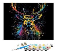 Paint by Numbers for Adults, Animal Paint by Numbers, DIY Deer Canvas Oil Painting Kit for Kids or Beginner with 3 Brushes Acrylic Pigment for Halloween Decorations Gifts 28x40in Without Frame L8-677