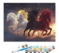 Paint by Numbers for Adults, Animal Paint by Numbers, DIY Horse Canvas Oil Painting Kit for Kids or Beginner with 3 Brushes Acrylic Pigment for Halloween Decorations Gifts 8x12in Without Frame L8-879