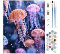 Paint by Numbers for Adults, Animal Paint by Numbers, DIY Jellyfish Canvas Oil Painting Kit for Kids or Beginner with 3 Brushes Acrylic Pigment for Room Decor Gifts, Without Frame 100x150cm D1-1119