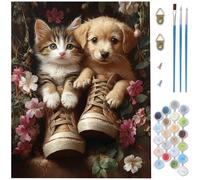 Paint by Numbers for Adults, Animal Paint by Numbers, DIY Shoe Canvas Oil Painting Kit for Kids or Beginner with 3 Brushes Acrylic Pigment for Room Decor Gifts for Women, Without Frame 35x50cm D1-319