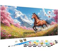 Paint by Numbers for Adults Animal Paint by Numbers Horse DIY Color Canvas Oil Paintings Creative Hobbies for Adults Kits with Brushes Acrylic Paint Home Decor,Gifts for Women, 70x140cm No Frame J3-83