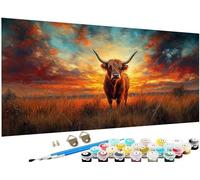 Paint by Numbers for Adults Animal Paint by Numbers Ox DIY Color Canvas Oil Paintings Creative Hobbies for Adults Kits with Brushes Acrylic Paint Home Decor,Gifts for Women, 28x56 Inch No Frame J3-133