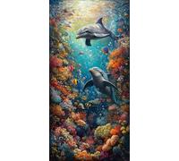 Paint by Numbers for Adults Animal Paint by Numbers Seabed DIY Canvas Oil Painting Kit for Kids or Beginner with Paint Brushes Acrylic Pigment for Home Room Decor 32x64in/80x160cm Without Frame F1-531