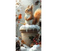 Paint by Numbers for Adults Animal Paint by Numbers Squirrel DIY Canvas Oil Painting Kit for Kids or Beginner with Paint Brushes Acrylic Pigment, Home Room Decor 28x56in/70x140cm Without Frame F1-849