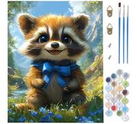 Paint by Numbers for Adults Animal,Raccoon Painting by Number Kits,DIY Canvas Oil Painting Kit Hobbies for Adults Women with 3 Brushes and Acrylic for Halloween Decorations 16x20inch/40 x 50cm D1-300