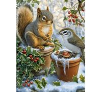 Paint by Numbers for Adults Animal Squirrel Painting by Numbers, DIY Hand Painted Oil Painting Kit, with Paint Brushes Acrylic Pigment Drawing, Home Wall Christmas Decorations Gifts 50x70cm RZ8-204
